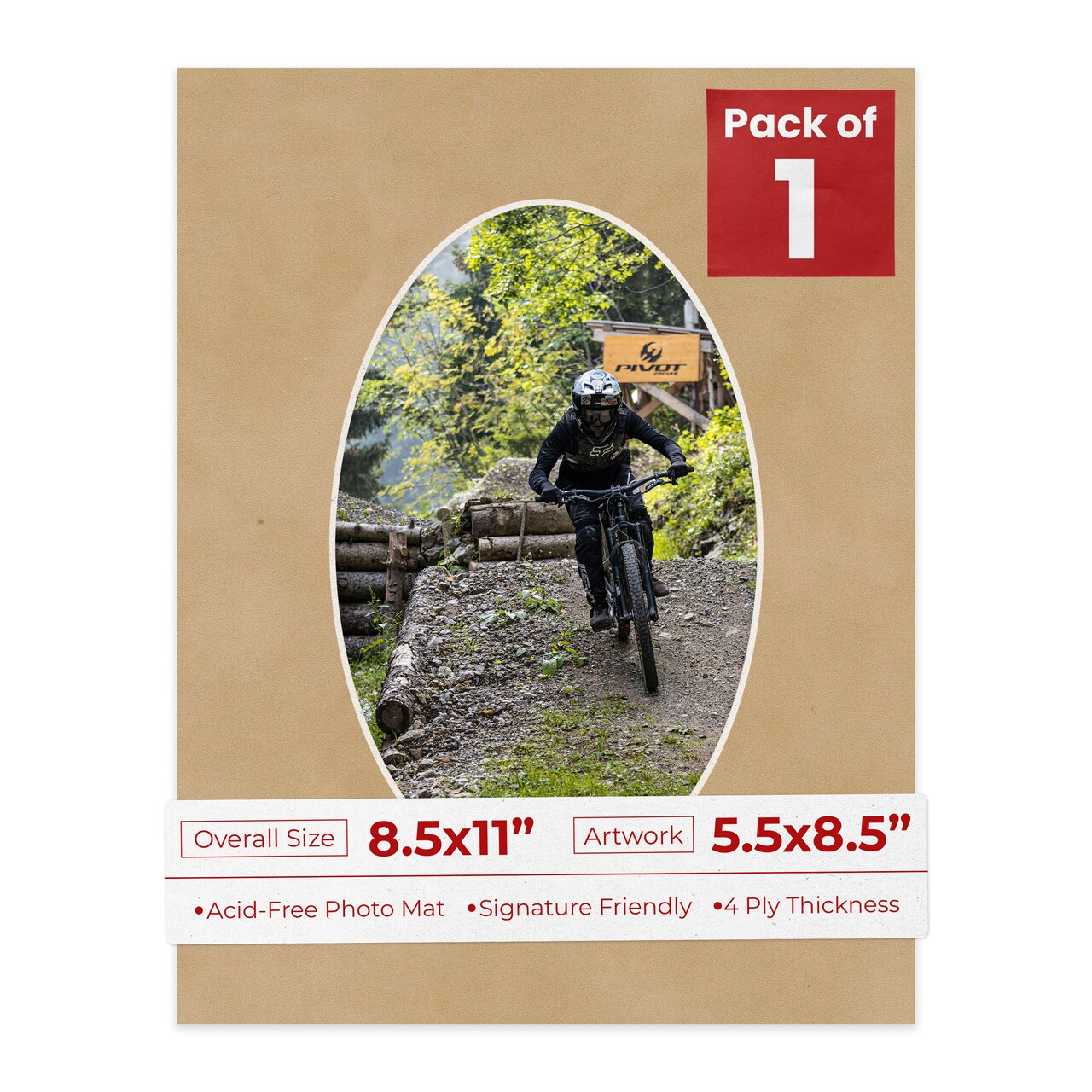 Beige Suede Mat Board for 8.5x11 Frames - Oval Opening for 5.5x8.5 Photos